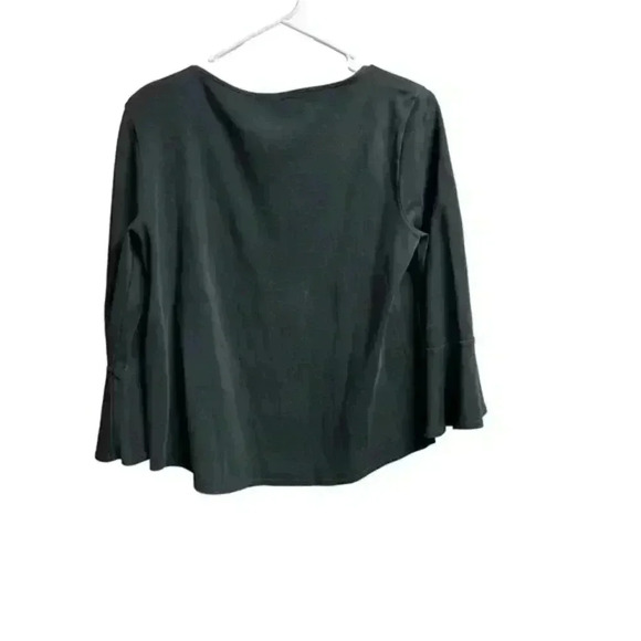 J Crew Mercantile‎ Black Women's Blouse Basic Round Neck Flounce Sleeves Medium - Picture 5 of 6